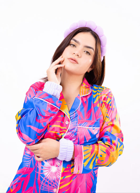 SET VINCHA Y MUÑEQUERAS DE ALGODÓN - MORADO